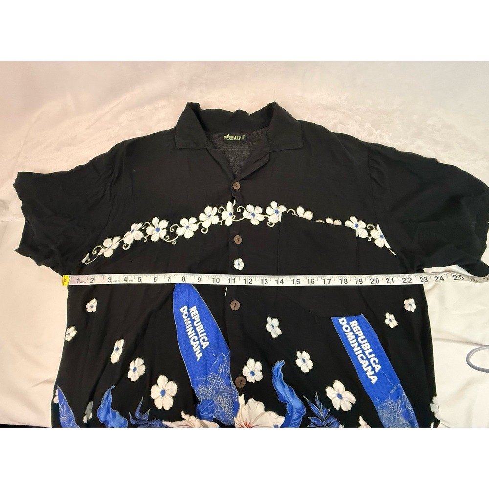Vintage Hawaiian Shirt XL Black Surf Republica Dominicana Tropical Camp - Picture 6 of 8